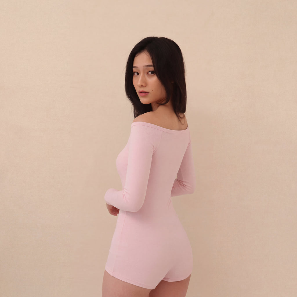 Luxe Sleep Off-Shoulder Romper | Lemonade Pink